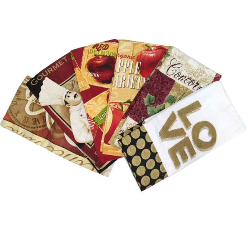 1 db 38x63cm, 6 szín, színes nyomtatott pamut konyhai mosogatórongy konyharuhás parti ajándék