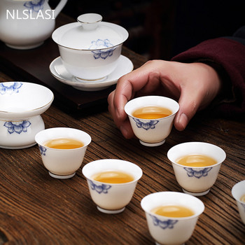 Китайска керамика Gaiwan, ръчно изработена бяла порцеланова купа за чай, домашна чаша за чай, аксесоари за чай, преносими съдове за напитки, лична чаша 170 ml