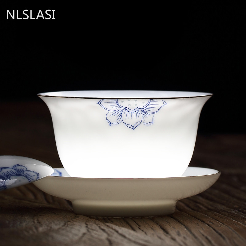 Ķīniešu keramikas Gaiwan ar rokām darināta baltā porcelāna tējas bļoda mājas tējas krūze Tējas trauki Aksesuāri Portatīvie dzērienu trauki Personīgais krūze 170 ml