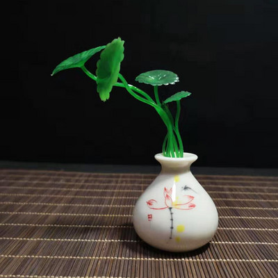 Radoša mini keramikas vāze tēja mājdzīvnieku pirkstiem mākslīgie augi, piekariņi uz galda virsmas, hidroponiski rotājumi, tējas komplekta dekoratīvie aksesuāri