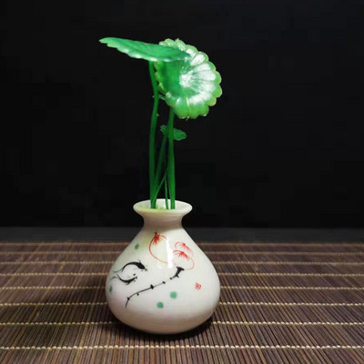 Radoša mini keramikas vāze tēja mājdzīvnieku pirkstiem mākslīgie augi, piekariņi uz galda virsmas, hidroponiski rotājumi, tējas komplekta dekoratīvie aksesuāri