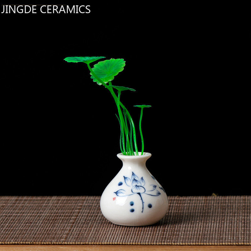 Radoša mini keramikas vāze tēja mājdzīvnieku pirkstiem mākslīgie augi, piekariņi uz galda virsmas, hidroponiski rotājumi, tējas komplekta dekoratīvie aksesuāri