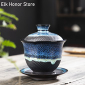 180ml Dehua Kiln Change Kerámia Gaiwan teáscsésze Kézzel készített Tea Tureen Bögrék Kínai Retro teáskészlet Kiegészítők Master Cup Italkészlet