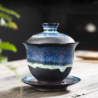 180ml Dehua Kiln Change Kerámia Gaiwan teáscsésze Kézzel készített Tea Tureen Bögrék Kínai Retro teáskészlet Kiegészítők Master Cup Italkészlet