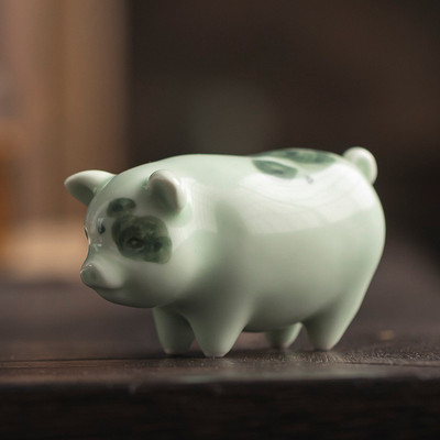 Retro Kerámia Tea Háziállat Kínai Zodiákus Állatszobor Szép Disznó Figura Díszek Asztali Kézműves Teáskészlet Dekorációs Kiegészítők
