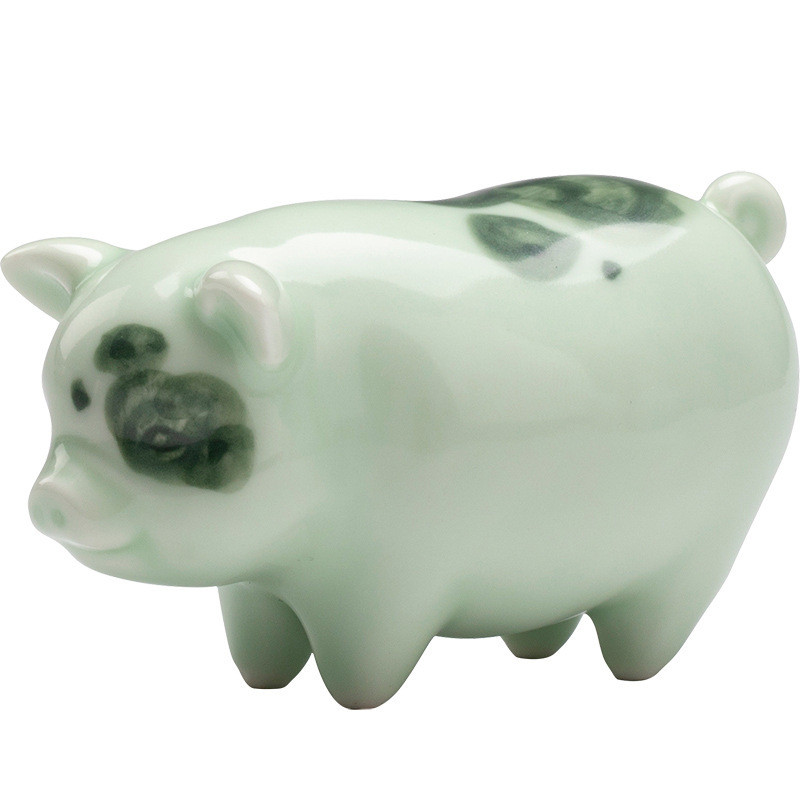Retro Kerámia Tea Háziállat Kínai Zodiákus Állatszobor Szép Disznó Figura Díszek Asztali Kézműves Teáskészlet Dekorációs Kiegészítők