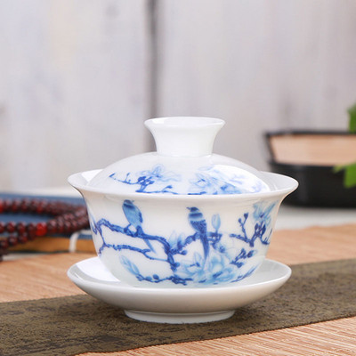 Augstas baltas glazūras Gaiwan Kungfu tējas tase Mājsaimniecības tējas automāts Ķīniešu stila tireīna tējas bļoda Virtuves tējas trauki dzeramā piederumi