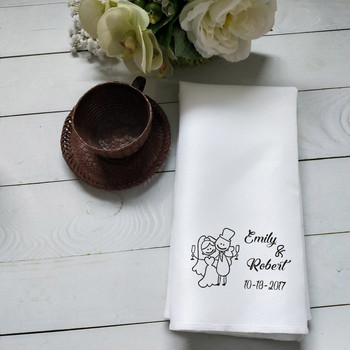 Нова кухненска кърпа с монограм Персонализирано лого Салфетки Декорации за сватбено тържество Подаръци за домакиня Кърпа за съдове