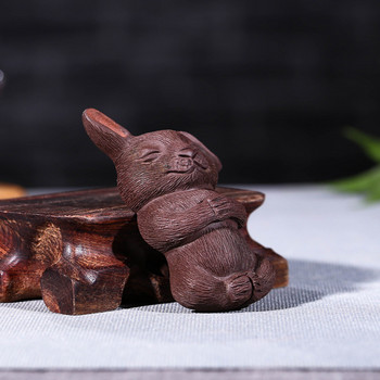 Китайски лилав глинен чай, домашен любимец, ръчно изработен модел на заек, статуя, орнаменти, скулптура, чаена фигурка, настолни занаяти, декорация на сервиз за чай