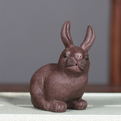 Ķīniešu purpura māla tēja mājdzīvnieks ar rokām darināts truša modelis statujas rotājumi skulptūra tēja figūriņa darbvirsmas amatniecība tējas servīzes dekorēšana