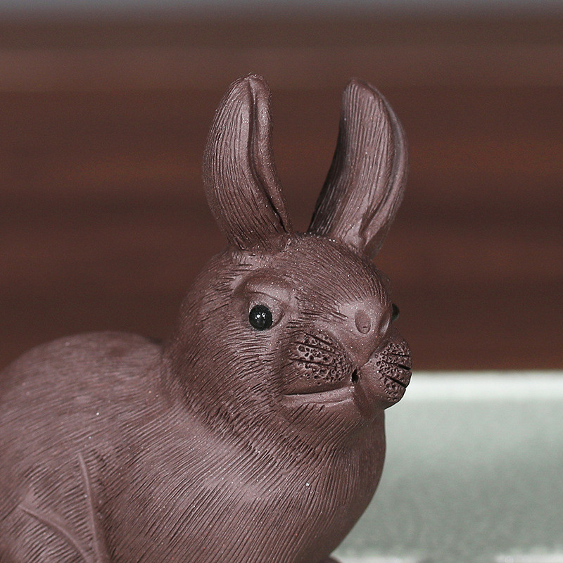 Ķīniešu purpura māla tēja mājdzīvnieks ar rokām darināts truša modelis statujas rotājumi skulptūra tēja figūriņa darbvirsmas amatniecība tējas servīzes dekorēšana