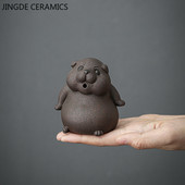 Kreatív lila agyagtea kisállat kézzel készített állatmodell díszek kínai teáskészlet tartozékok otthoni asztali aranyos kutya dekoráció