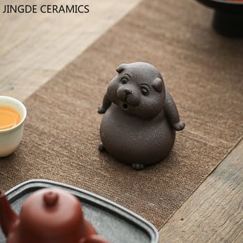 Creative Purple Clay Tea Pet Χειροποίητα στολίδια ζωικού μοντέλου Κινεζικό σετ τσαγιού Αξεσουάρ Επιφάνεια εργασίας σπιτιού χαριτωμένος σκύλος διακόσμηση