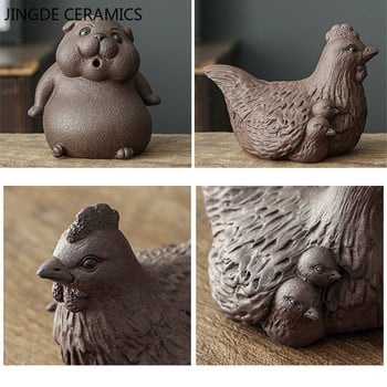 Creative Purple Clay Tea Pet Χειροποίητα στολίδια ζωικού μοντέλου Κινεζικό σετ τσαγιού Αξεσουάρ Επιφάνεια εργασίας σπιτιού χαριτωμένος σκύλος διακόσμηση