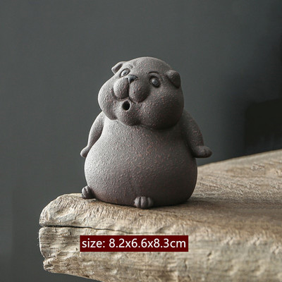 Kreatív lila agyagtea kisállat kézzel készített állatmodell díszek kínai teáskészlet tartozékok otthoni asztali aranyos kutya dekoráció
