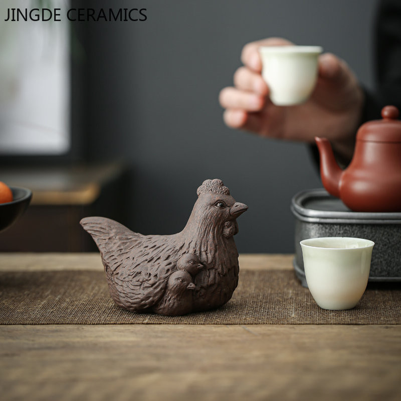 Kreatív lila agyagtea kisállat kézzel készített állatmodell díszek kínai teáskészlet tartozékok otthoni asztali aranyos kutya dekoráció