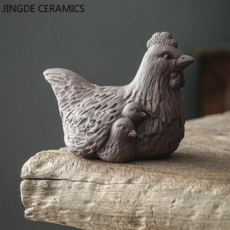 Kreatív lila agyagtea kisállat kézzel készített állatmodell díszek kínai teáskészlet tartozékok otthoni asztali aranyos kutya dekoráció