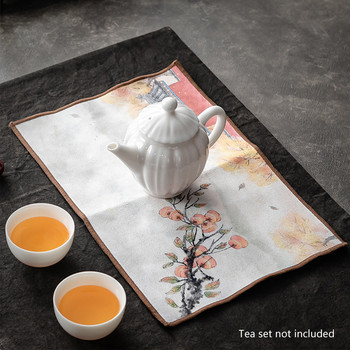 Китайски рисувана чаена кърпа Абсорбиращ парцал Памучен лен Кърпа за почистване на маса Кърпа за чай Домакински съдове за почистване Избършете салфетки на стол
