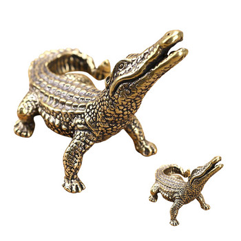 Pure Copper Bronze Crocodile Tea Pet Household Animal Crafts Lacoste Στολίδι Τελετή τσαγιού Αξεσουάρ Διακόσμηση αυτοκινήτου