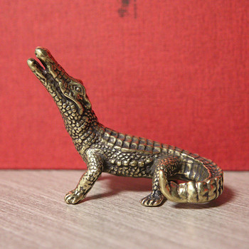 Pure Copper Bronze Crocodile Tea Pet Household Animal Crafts Lacoste Στολίδι Τελετή τσαγιού Αξεσουάρ Διακόσμηση αυτοκινήτου