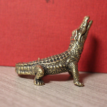 Pure Copper Bronze Crocodile Tea Pet Household Animal Crafts Lacoste Στολίδι Τελετή τσαγιού Αξεσουάρ Διακόσμηση αυτοκινήτου