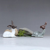 Μίνι Lucky Deer Mascot Ice Crack Κινέζικο Tea Pet KungFu Tea Sweet Διακοσμήσεις σπιτιού Ζώο μοντέλο Παιδί Παιχνίδια πρώιμης εκπαίδευσης