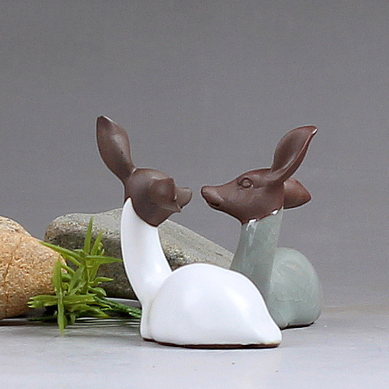 Μίνι Lucky Deer Mascot Ice Crack Κινέζικο Tea Pet KungFu Tea Sweet Διακοσμήσεις σπιτιού Ζώο μοντέλο Παιδί Παιχνίδια πρώιμης εκπαίδευσης