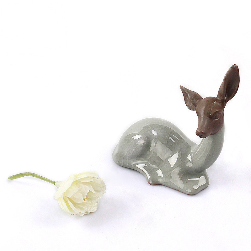 Μίνι Lucky Deer Mascot Ice Crack Κινέζικο Tea Pet KungFu Tea Sweet Διακοσμήσεις σπιτιού Ζώο μοντέλο Παιδί Παιχνίδια πρώιμης εκπαίδευσης