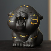 Hagyomány Lila agyagtea Kistigris szobor teás asztaldísz Kézzel készített teáskészletek Kiegészítők Kézműves