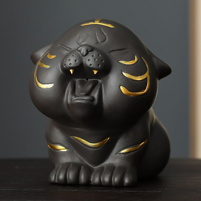 Hagyomány Lila agyagtea Kistigris szobor teás asztaldísz Kézzel készített teáskészletek Kiegészítők Kézműves