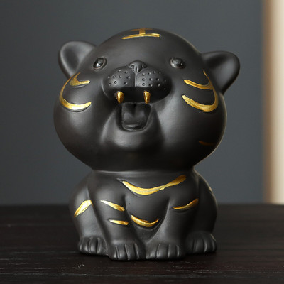 Hagyomány Lila agyagtea Kistigris szobor teás asztaldísz Kézzel készített teáskészletek Kiegészítők Kézműves