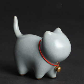Чай Декорация за домашен любимец Керамичен държач за писалка Pen Rest Kung Fu Chinese Tea Set Ceremony Tea Ornament Figure Kitty Cat Tea Pet