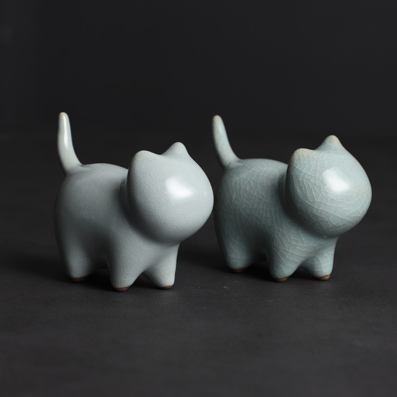 Tējas lolojumdzīvnieku dekorēšana Keramikas pildspalvas turētājs Pildspalvas paliktnis Kung Fu Ķīniešu tējas servīzes ceremonija Tējas rotājuma figūriņa Kitija kaķa tējas mājdzīvnieks