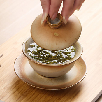 Китайски керамичен Gaiwan Офис Чаша за пътуване Преносима купа за чай Ръчно изработени порцеланови прибори за чай Аксесоари Съдове за напитки Лична чаша