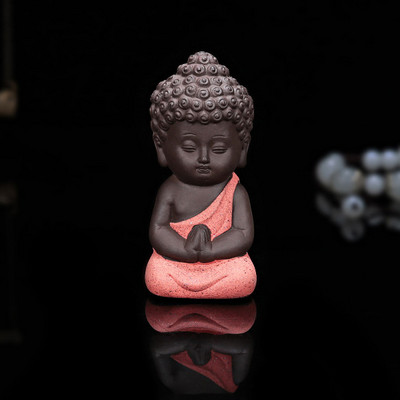 Mini jauka purpursarkana smilšu tēja mājdzīvnieku mazā mūku tēja mājdzīvnieku keramikas maza tathagata sulīgā poda dekorēšana radoša mājas dekorēšana