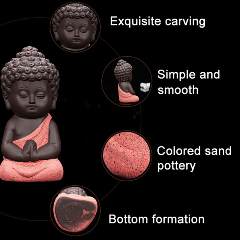 Mini jauka purpursarkana smilšu tēja mājdzīvnieku mazā mūku tēja mājdzīvnieku keramikas maza tathagata sulīgā poda dekorēšana radoša mājas dekorēšana