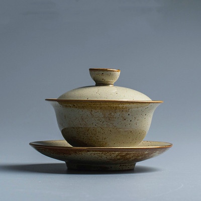 Kínai retro kerámia Gaiwan teáscsésze kézzel készített teástál otthoni utazási teásedény Italkészlet személyi csésze teaszertartási kiegészítők 130 ml