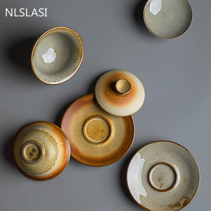 Kínai retro kerámia Gaiwan teáscsésze kézzel készített teástál otthoni utazási teásedény Italkészlet személyi csésze teaszertartási kiegészítők 130 ml