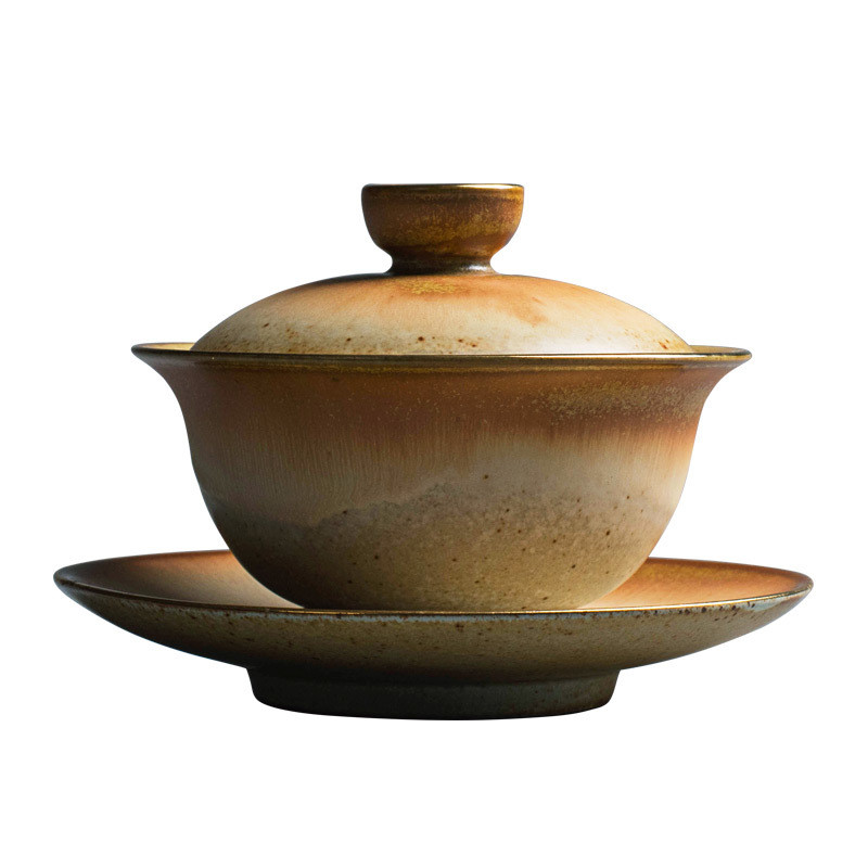 Kínai retro kerámia Gaiwan teáscsésze kézzel készített teástál otthoni utazási teásedény Italkészlet személyi csésze teaszertartási kiegészítők 130 ml