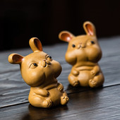 Yixing Purple Clay Tea Háziállat Kézzel Készített Nyúl szobor Díszek Állati Tea Figura Szobrász Mesterségek Kínai teáskészlet Díszek Művészet