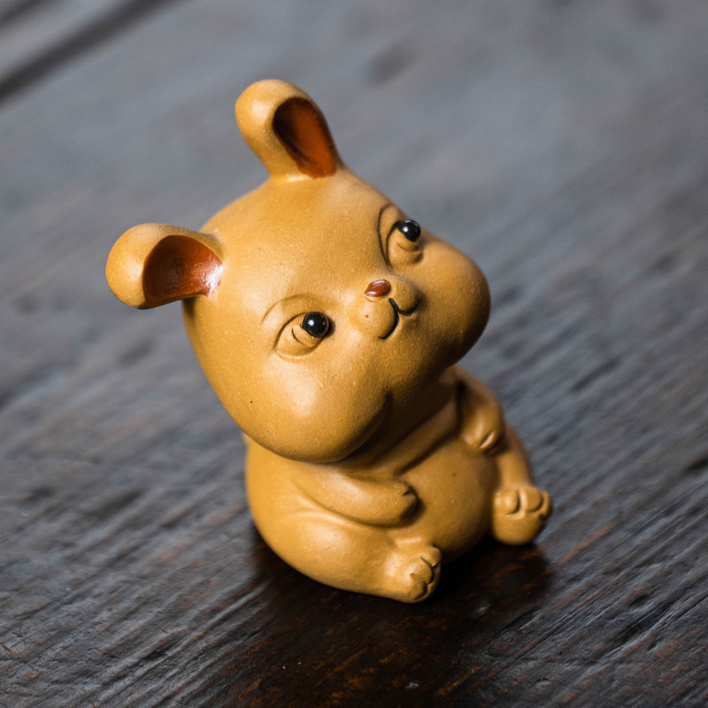 Yixing Purple Clay Tea Háziállat Kézzel Készített Nyúl szobor Díszek Állati Tea Figura Szobrász Mesterségek Kínai teáskészlet Díszek Művészet