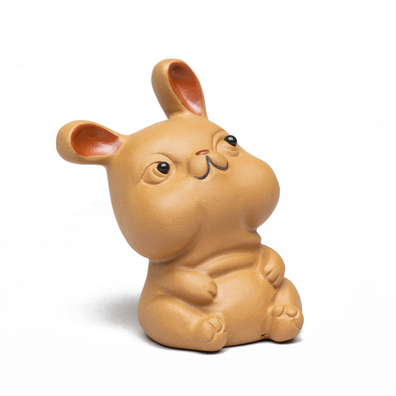 Yixing Purple Clay Tea Háziállat Kézzel Készített Nyúl szobor Díszek Állati Tea Figura Szobrász Mesterségek Kínai teáskészlet Díszek Művészet