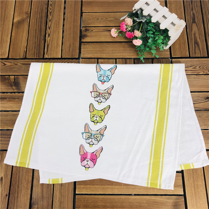 Tējas dvielis Kokvilnas audums uzsūc ūdeni tējas salvete roku dvielis modes Animal Cartoon Biezs un ciets 70*45cm Jauns