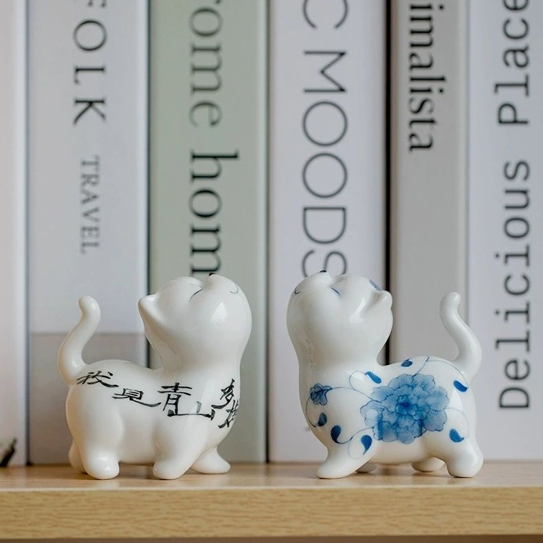 Kitty tējas galda piederumi Mājas biroja tējas rotaļlietas dekorēšana Kung Fu tējas servīzes ceremonija Ķīniešu tējas ornaments figūriņa kaķis tēja mājdzīvnieks