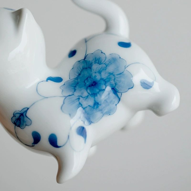 Kitty tējas galda piederumi Mājas biroja tējas rotaļlietas dekorēšana Kung Fu tējas servīzes ceremonija Ķīniešu tējas ornaments figūriņa kaķis tēja mājdzīvnieks