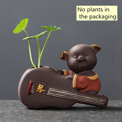 1Gb Keramikas tējas mājdzīvnieku rotājumi Maza Budas statuja Mūka figūriņa Galda puķu pods hidroponisks augu dekors Tējas aksesuāri