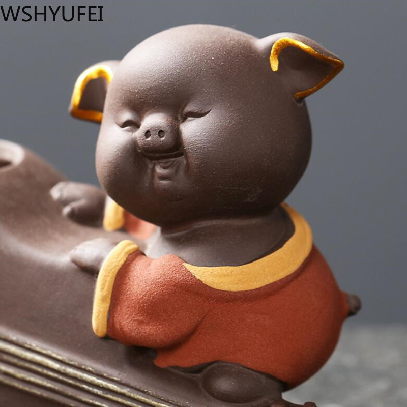 1Gb Keramikas tējas mājdzīvnieku rotājumi Maza Budas statuja Mūka figūriņa Galda puķu pods hidroponisks augu dekors Tējas aksesuāri