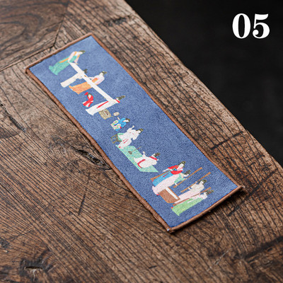 Paklājiņa komplektam Dvieļu galda paklājiņš Tējas uzsūcošs dekors Ķīniešu samta galda piederumi Audums virtuvei krāsota kokvilnas salvete