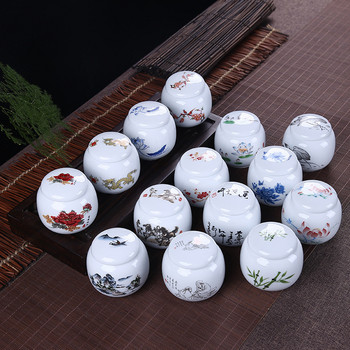 Творческа керамична мини кана за чай Kung Fu Комплект за чай Запечатан буркан за съхранение Бонбони Суха торбичка за чай Кутия за съхранение Аксесоари за декорация на работния плот