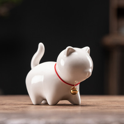 Keramikas rokām gatavota tēja mājdzīvnieks Mājas biroja dekorēšana Kung Fu tējas servīzes ceremonija Ķīniešu tējas ornaments figūriņa Kitija kaķa tējas mājdzīvnieks